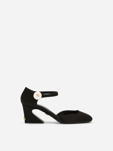 Satin Mary Janes with geometric heel