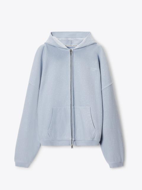 Alexander Wang CRYSTAL OVERSIZED ZIP-UP HOODIE