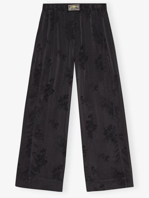 BLACK SATIN JACQUARD PANTS