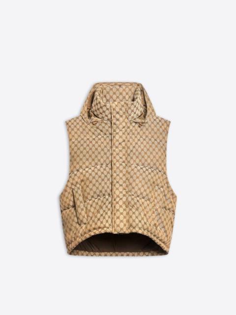 BALENCIAGA Men's Hacker Cocoon Puffer Gilet in Beige