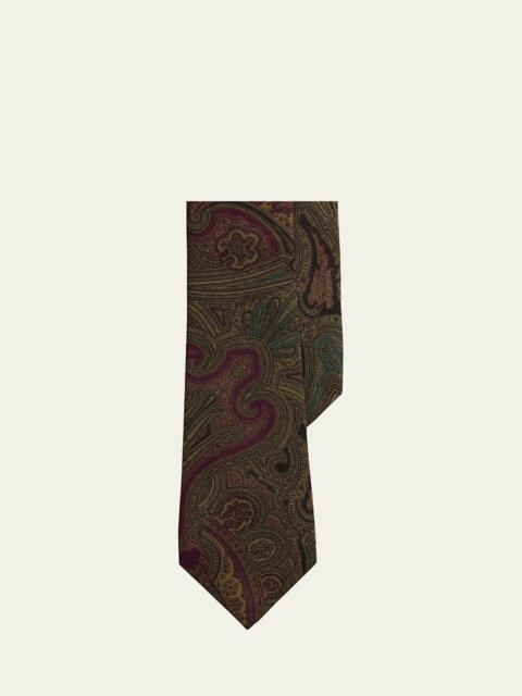 Ralph Lauren Men's Cotton and Cashmere Maxi-Paisley Silk Tie
