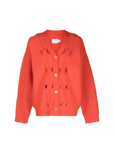 cut-out cable-knit cardigan