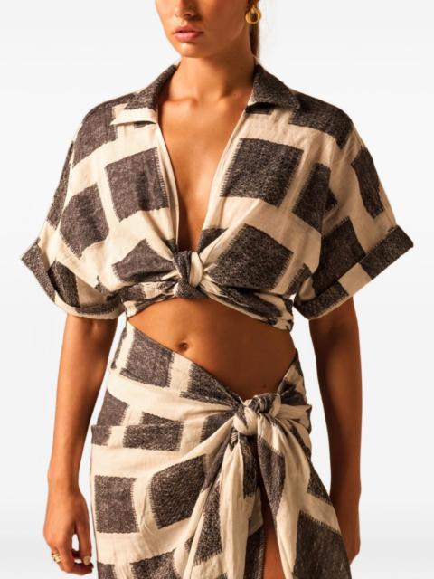 JBQ geometric-print knotted shirt