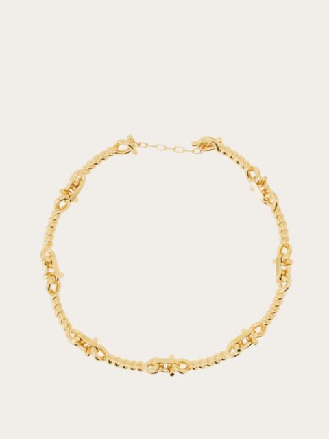 FERRAGAMO Twisted chain Gancini necklace