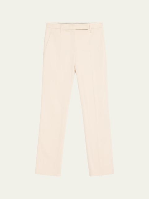 High-Rise Pleated Cotton-Twill Straight-Leg Trousers