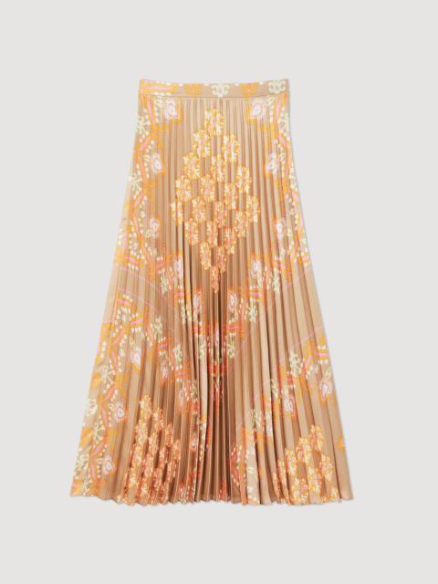 Sandro Long printed skirt with pleats