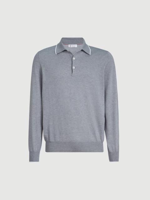 Brunello Cucinelli Sea Island cotton and cashmere lightweight knit polo