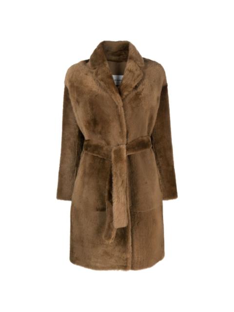 Yves Salomon shearling belted single-breasted coat