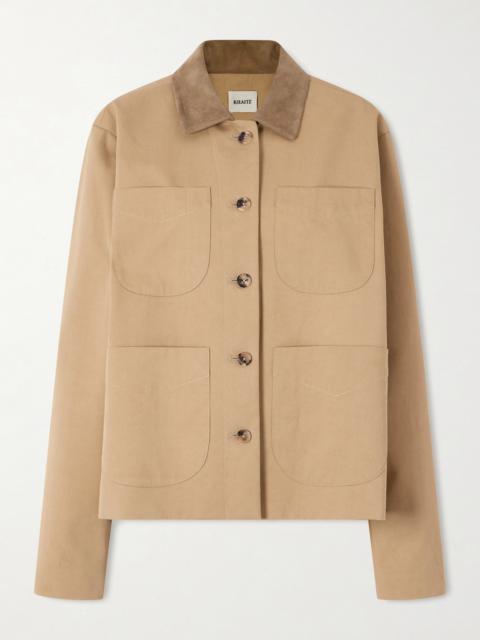 KHAITE Wyatt Suede-trimmed Cotton-gabardine Jacket