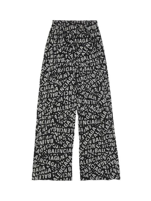 BALENCIAGA Men's Logo Strips Pyjama Pants in Black