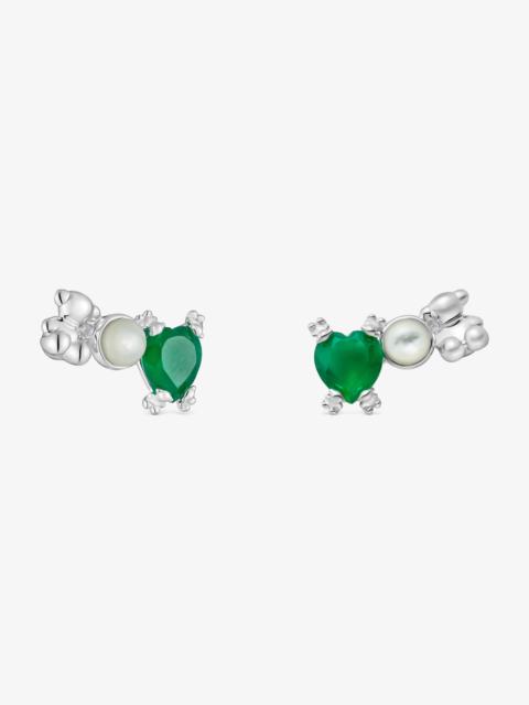 TOUS Climber earrings with silver bear, mother of pearl and chalcedony Color Pills