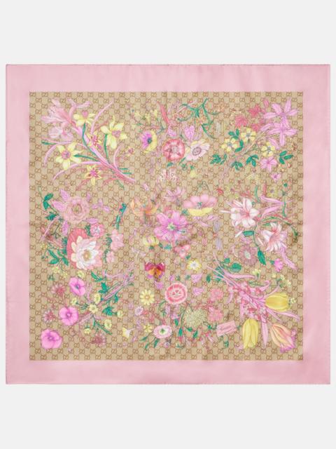 GUCCI GG floral silk scarf