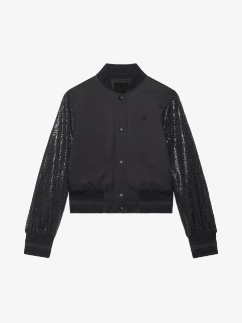 Givenchy VARSITY JACKET IN SILK AND 4G RHINESTONES
