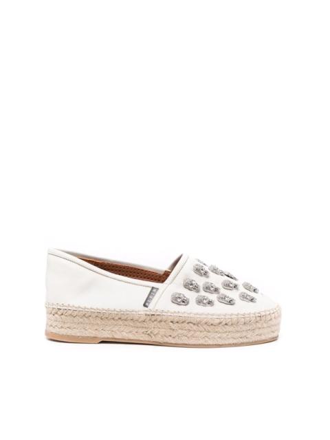 PHILIPP PLEIN crystal-embellished leather espadrilles
