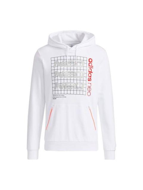 adidas neo M Ss Nn Hdy 2 Casual Sports Printing Loose hooded Pullover White GV3526