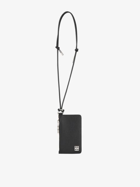 Givenchy ZIPPED CARD HOLDER IN GRAINED LEATHER WITH STRAP