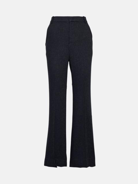 Pinstripe flannel straight pants