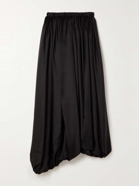 The Row Hana asymmetric pleated silk-twill maxi skirt