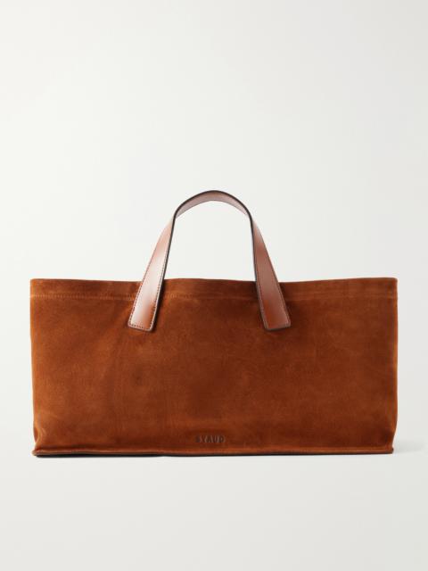 STAUD Port Leather-trimmed Suede Tote