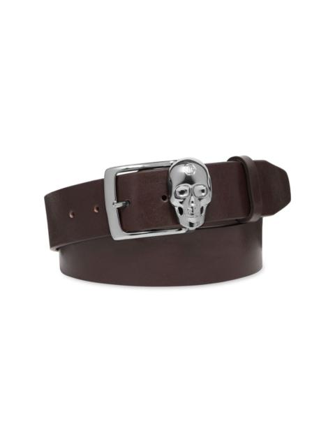 PHILIPP PLEIN skull-buckle leather belt