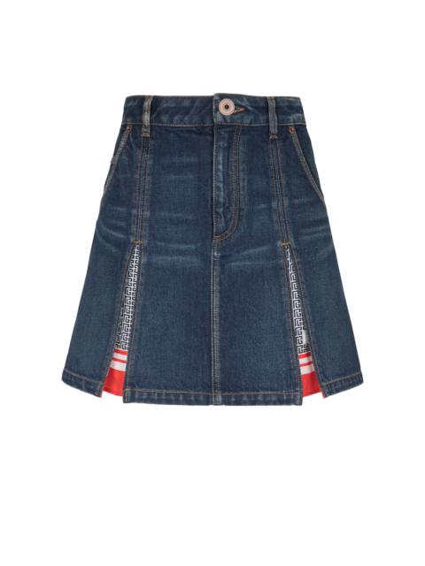 Pleated denim skirt