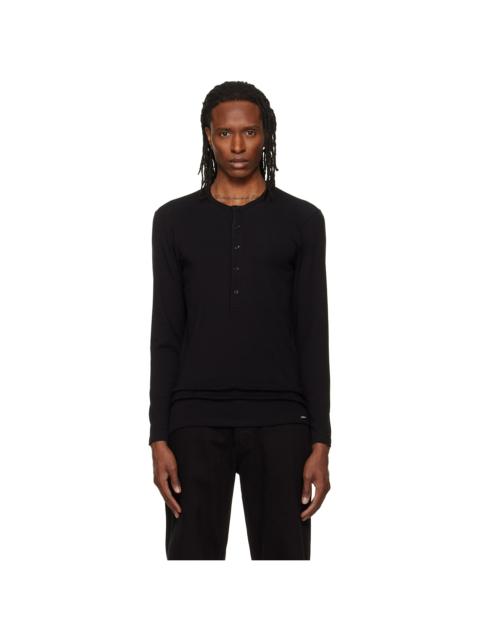 TOM FORD Black Cotton Henley