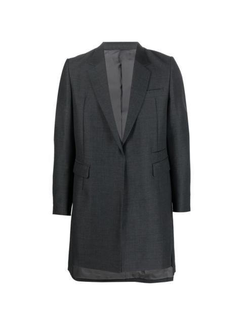 step-hem single-breasted tailored coat