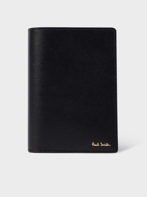 Paul Smith Black 'Signature Stripe' Interior Leather Passport Cover