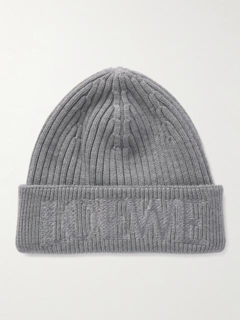 Loewe Logo-Embroidered Ribbed Wool Beanie
