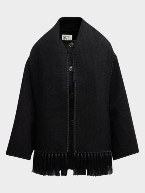 Totême Fringe Embroidered Scarf Wool Jacket