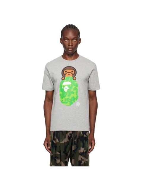 Gray Ink Camo Milo On Ape Head T-Shirt