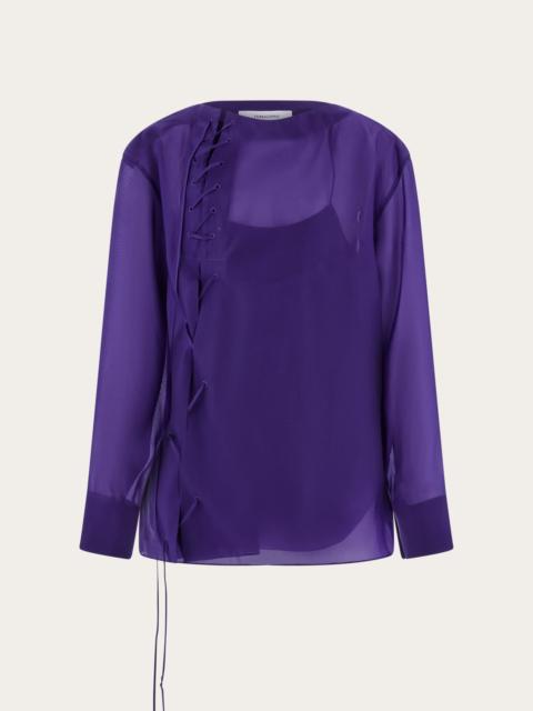 FERRAGAMO Organza blouse with string tie detail
