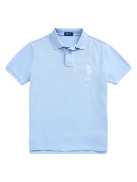 Polo Ralph Lauren Men's Custom-Slim-Fit Big Pony Mesh Polo Shirt - Chambray Blue