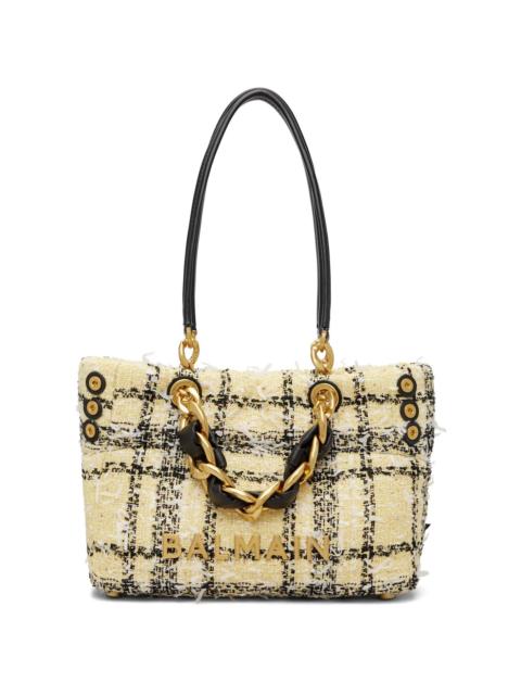 Balmain Yellow Plaid Tweed 1945 Tote