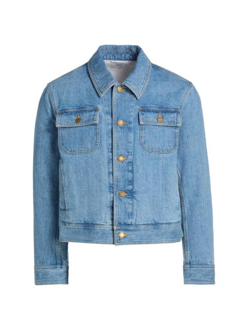 Thom Browne Men's Selvedge Denim Backstrap Utility Jacket - Light Blue