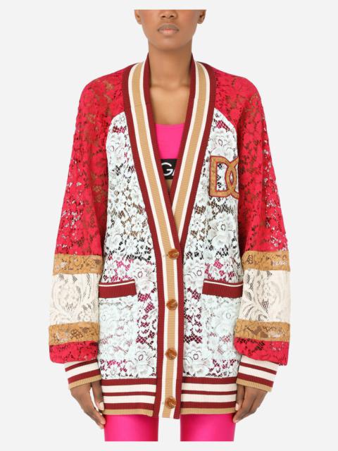 Dolce & Gabbana 레이스 bomber 재킷 대비 트림