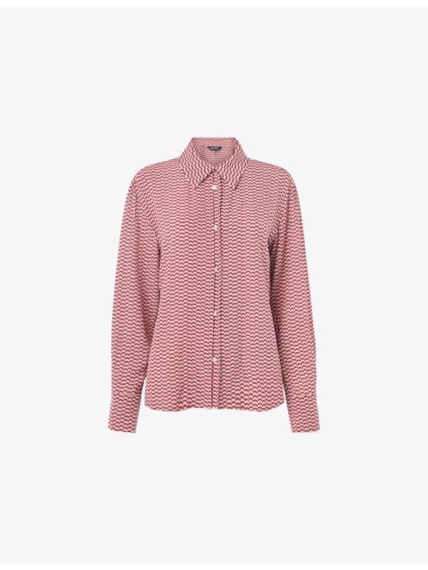 WHISTLES Geo-Print Long-Sleeved Woven Shirt