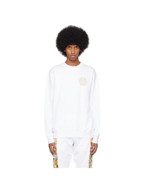 VERSACE JEANS COUTURE White V-Emblem Sweatshirt