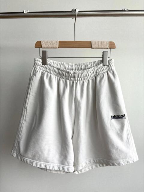 BALENCIAGA Balenciaga Off-White Cola Embroidered Cotton Shorts