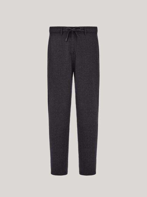 Canali CHARCOAL GRAY FLANNEL IMPECCABILE WOOL DRAWSTRING CHINOS