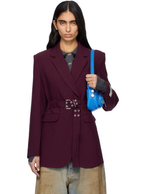 GANNI Burgundy Future Twill Suiting Blazer