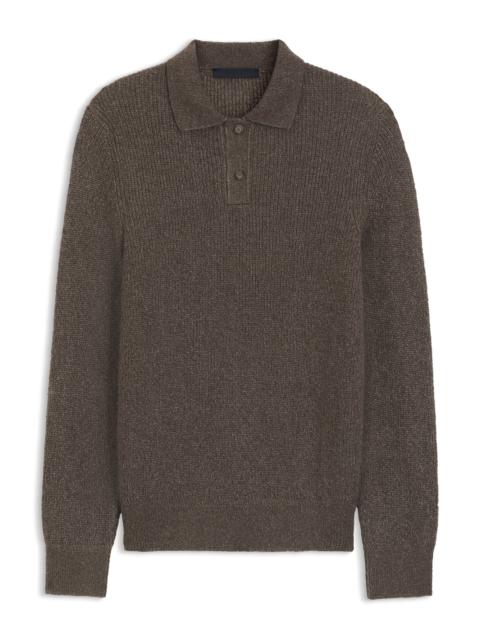 BOSS BECKHAM X BOSS POLO-COLLAR SWEATER WITH MOULINÉ RIB