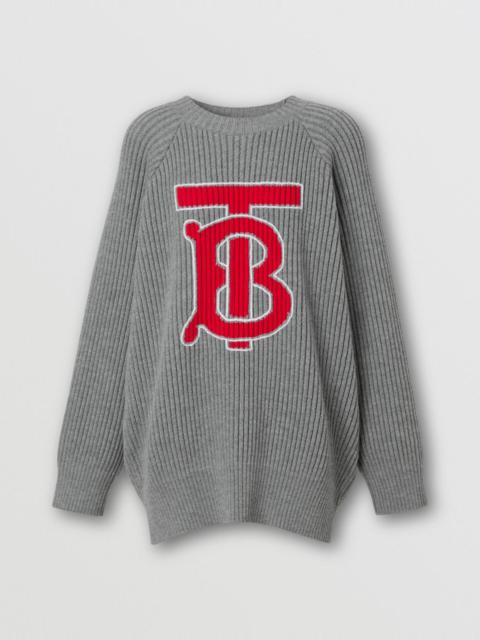 Burberry Monogram Motif Intarsia Wool Oversized Sweater