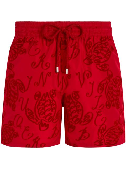 Vilebrequin Men Ultra-Light and Packable Swim Trunks Ribbons Turtle
