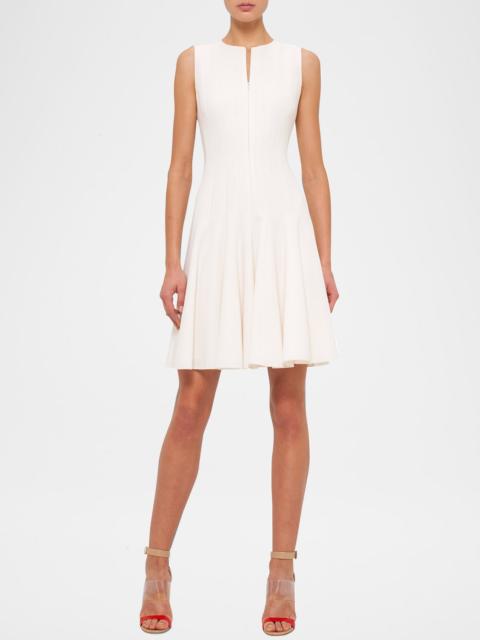 AKRIS Sleeveless Zip-Front Seamed A-Line Dress