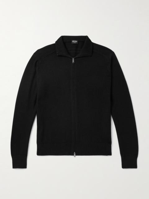 ZEGNA Logo-Embroidered Cashmere and Silk-Blend Cardigan