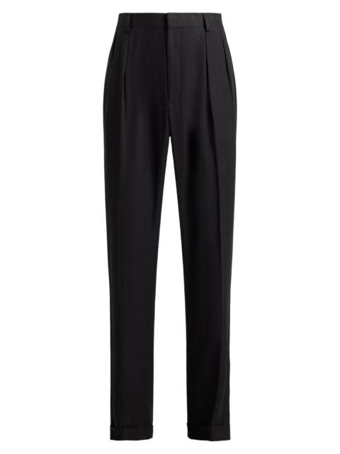 Ralph Lauren Men's Glenn Hand-Tailored Silk-Linen Trousers - Black