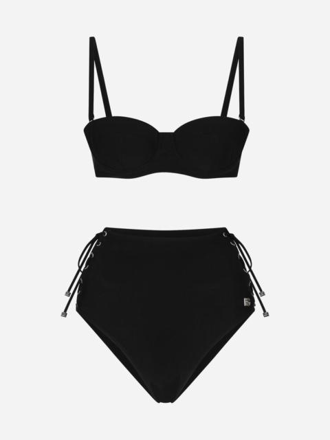 Dolce & Gabbana Balconette bikini top and laced high-waisted bikini bottoms