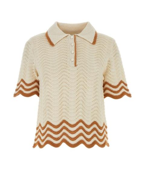 Sand crochet Junie polo shirt
