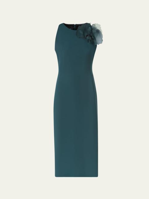 AKRIS 3D Anemone Flower Silk Crepe Sheath Dress